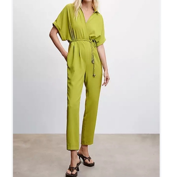 Mango NWT Jumpsuit Straight Leg Plus Size XXL Chartreuse - Picture 6 of 17